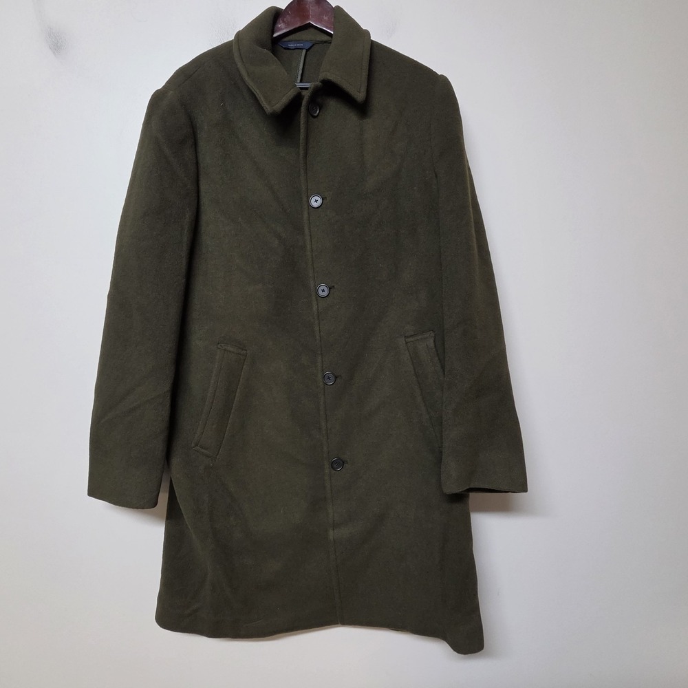 Brooks Brothers Mens M 100% Wool Overcoat IN.TES.PRA Italian Fabric Olive Green